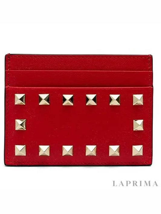 Rockstud Card Wallet Red - VALENTINO - BALAAN 2