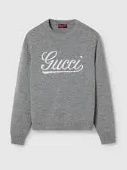 Intarsia Wool Sweater Grey - GUCCI - BALAAN 2