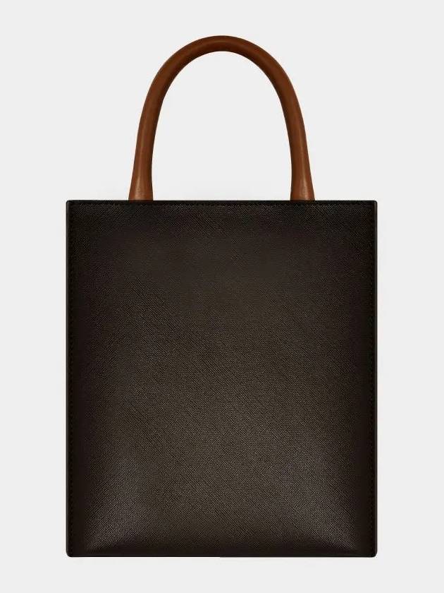 Leather Mini Book Tote Bag Dark Khaki - AGATHA APPAREL - BALAAN 3