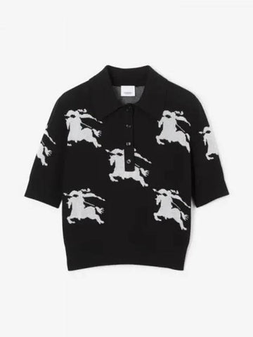 EKD Cotton Silk Polo Shirt Black White 315373 - BURBERRY - BALAAN 1