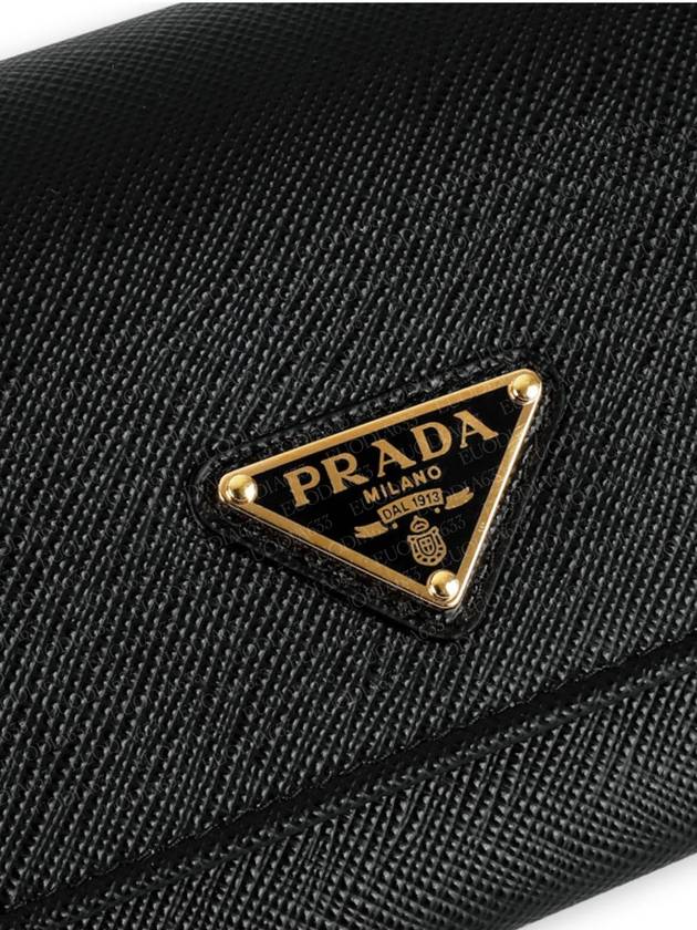 Saffiano Triangular Logo Flap Long Wallet Black - PRADA - BALAAN 6