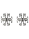 Crystal Logo Stud Earrings Silver - TORY BURCH - BALAAN 2