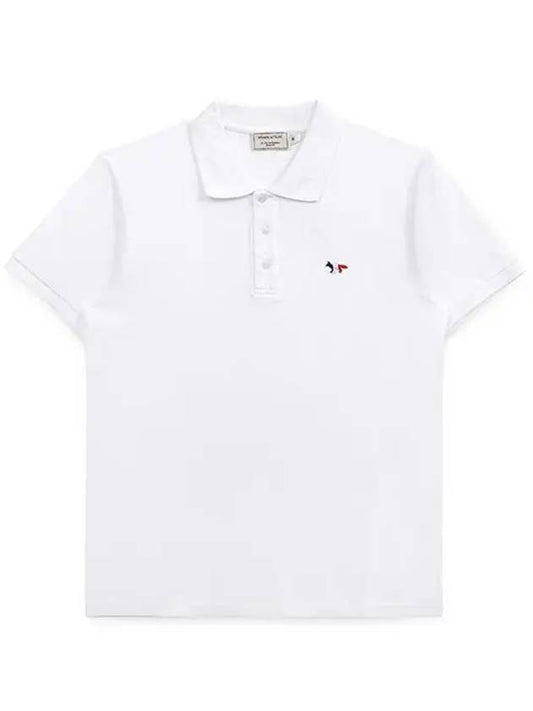 Tricolor Fox Patch Short Sleeve Polo Shirt White - MAISON KITSUNE - BALAAN 2