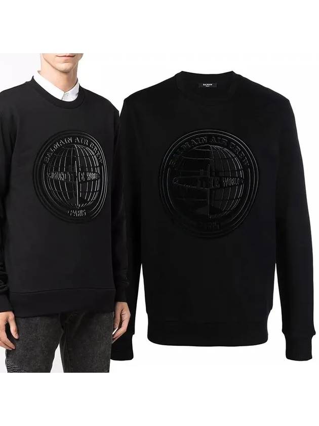 Flock Velvet Logo Sweatshirt WH0JQ040 G108 EAP - BALMAIN - BALAAN 1