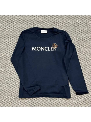 Moncler Kids 8 10 Logo Long Sleeve T Shirt Navy - MONCLER - BALAAN 1