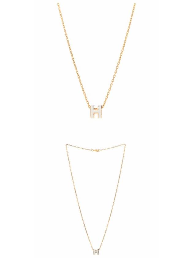 Mini Pop H Pendant Necklace Gold Blanc White - HERMES - BALAAN 5