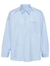 Logo Print Cotton Long Sleeve Shirt Light Blue - MARNI - BALAAN 2