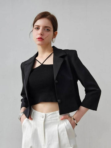 Pleated crop slim fit jacket special button crop jacket - PRETONE - BALAAN 1