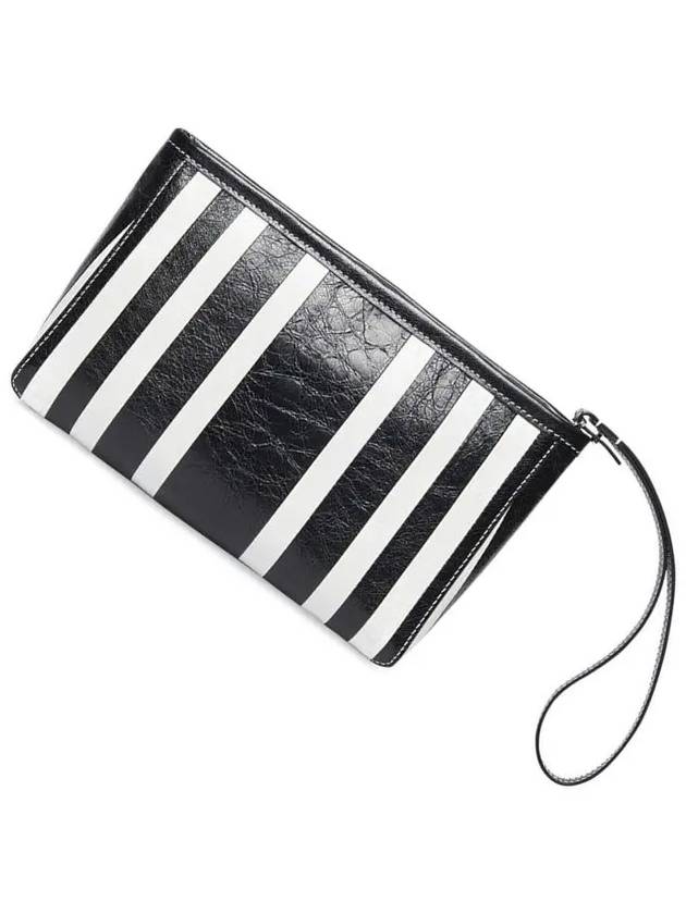 Barbes Striped Zipper Clutch Bag Black - BALENCIAGA - BALAAN 4