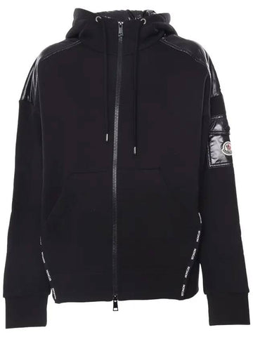 Logo Fleece Zip Up Hoodie Black - MONCLER - BALAAN 1