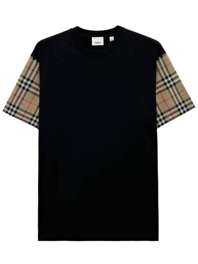 Vintage Check Sleeve Cotton Oversized T-shirt Black - BURBERRY - BALAAN 2