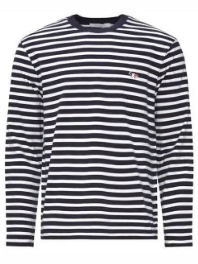 Fox Logo Stripe Long Sleeve T-Shirt Navy - MAISON KITSUNE - BALAAN 2