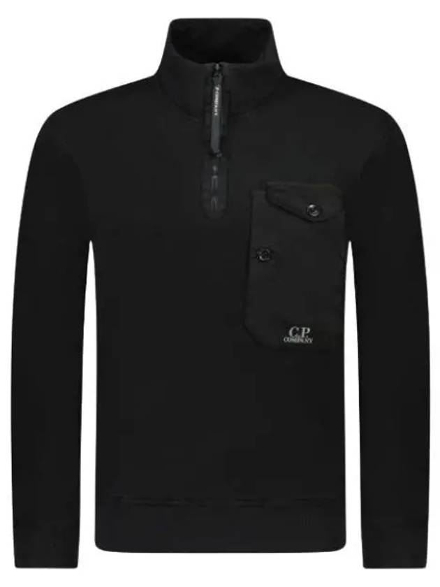 Cotton Fleece Mixed Zipped Sweatshirt Black - CP COMPANY - BALAAN 2