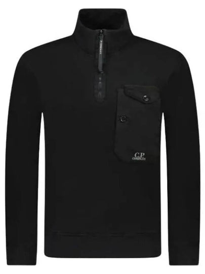 Cotton Fleece Mixed Zipped Sweatshirt Black - CP COMPANY - BALAAN 2