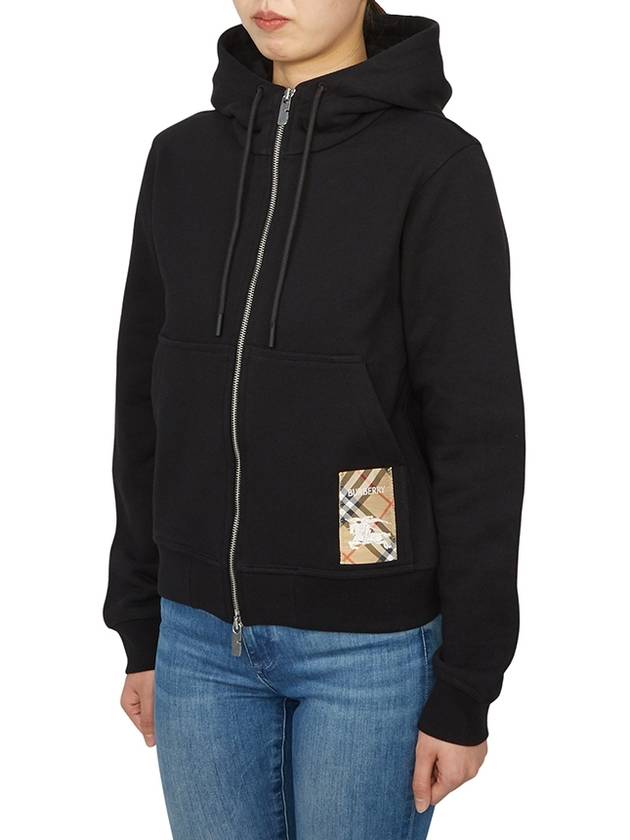 Check Label Zip Up Hoodie Black - BURBERRY - BALAAN 4