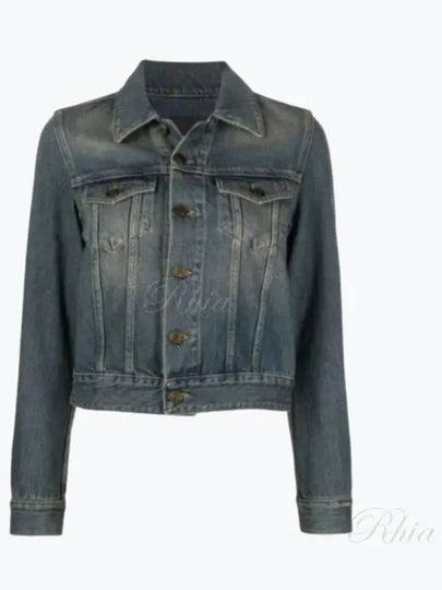 Vintage Washed Crop Denim Jacket Blue - SAINT LAURENT - BALAAN 2