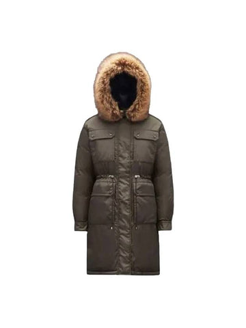 Ban Fur Hooded Padded Parka Green - MONCLER - BALAAN 1