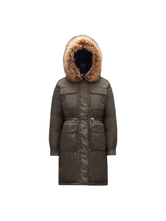 Ban Fur Hooded Padded Parka Green - MONCLER - BALAAN 1