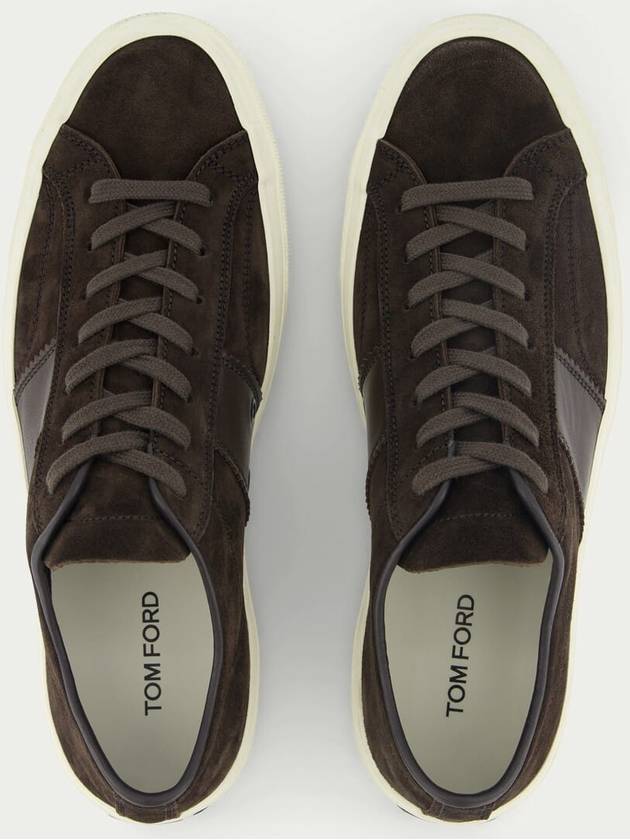 Logo Detail Suede Low Top Sneakers Brown - TOM FORD - BALAAN 4