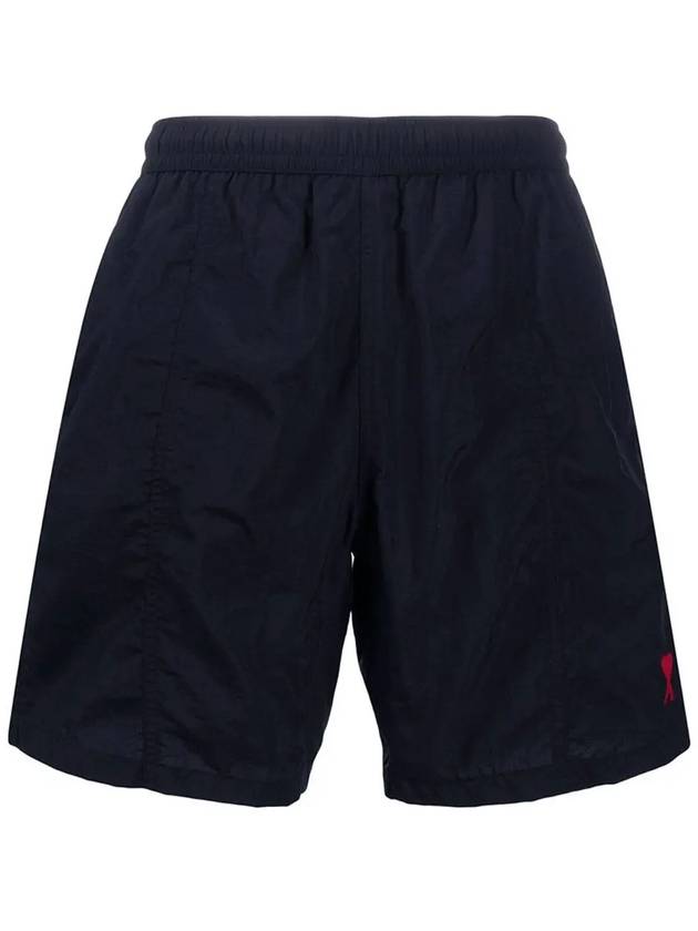 Heart Logo Embroidery Swim Shorts Navy - AMI - BALAAN 2