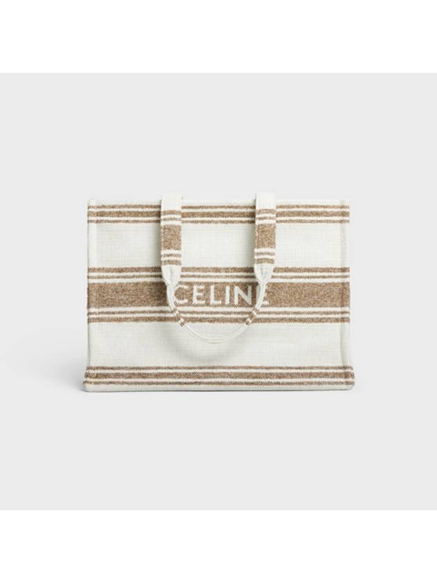 Striped Textile Logo Jacquard Large Cabas Thais Tote Bag Tobacco - CELINE - BALAAN 2