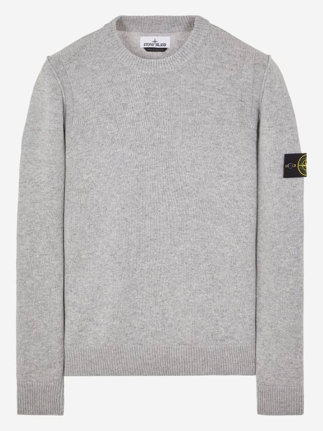 Logo Patch Crew Neck Wool Knit Top Grey Melange - STONE ISLAND - BALAAN 2