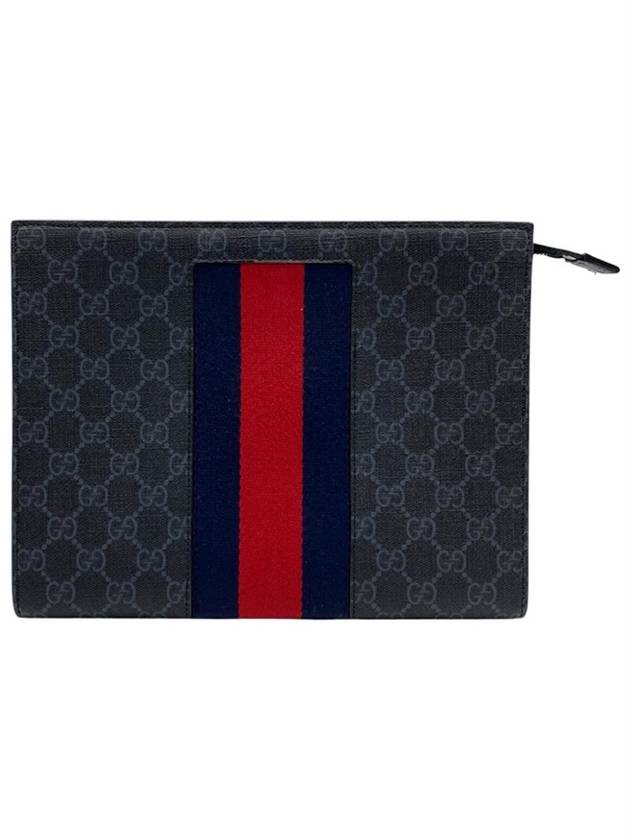 GG Supreme Web Pouch Clutch Bag Black 475316 - GUCCI - BALAAN 2