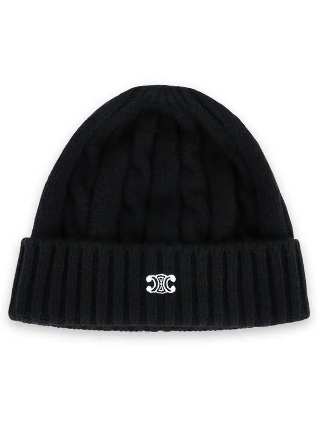 Triomphe Cable Knit Beanie Black - CELINE - BALAAN 2