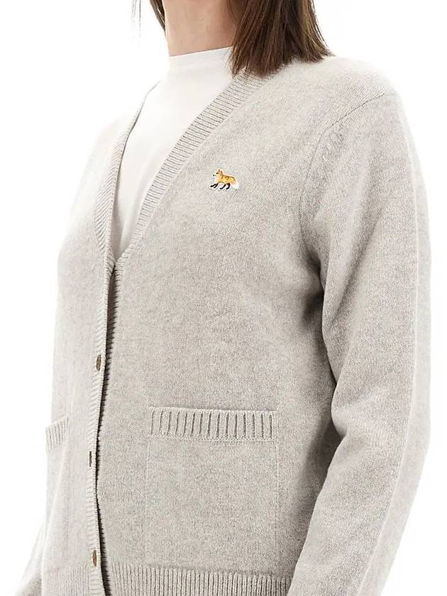 Baby Fox Patch Boxy Cardigan Light Grey Melange - MAISON KITSUNE - BALAAN 3