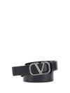 V Logo Leather Belt Black - VALENTINO - BALAAN 3