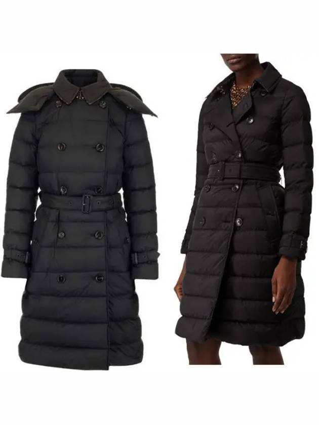 Women's Double Breasted Hooded Padded Black - BURBERRY - BALAAN 2