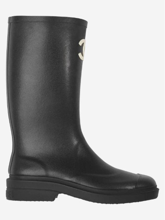 CC Logo High Rubber Rain Boots Black - CHANEL - BALAAN 2