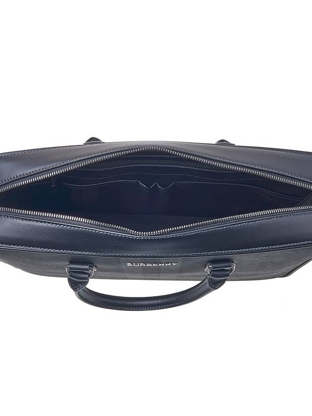 Check Print Leather Brief Case Charcoal - BURBERRY - BALAAN 11