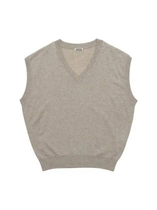 Men's Cashmere Silk Knit Vest Beige A23SV03SC TB - AURALEE - BALAAN 1