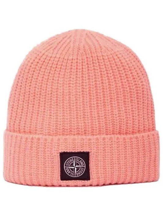 Wappen Patch Wool Beanie Peach - STONE ISLAND - BALAAN 2