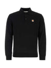 Fox Head Patch Polo Knit Top Black - MAISON KITSUNE - BALAAN 1