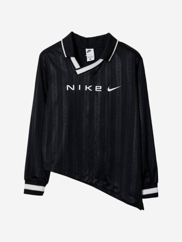 Dri Fit Asymmetric Collar Jacquard Long Sleeve T-Shirt Black - NIKE - BALAAN 1