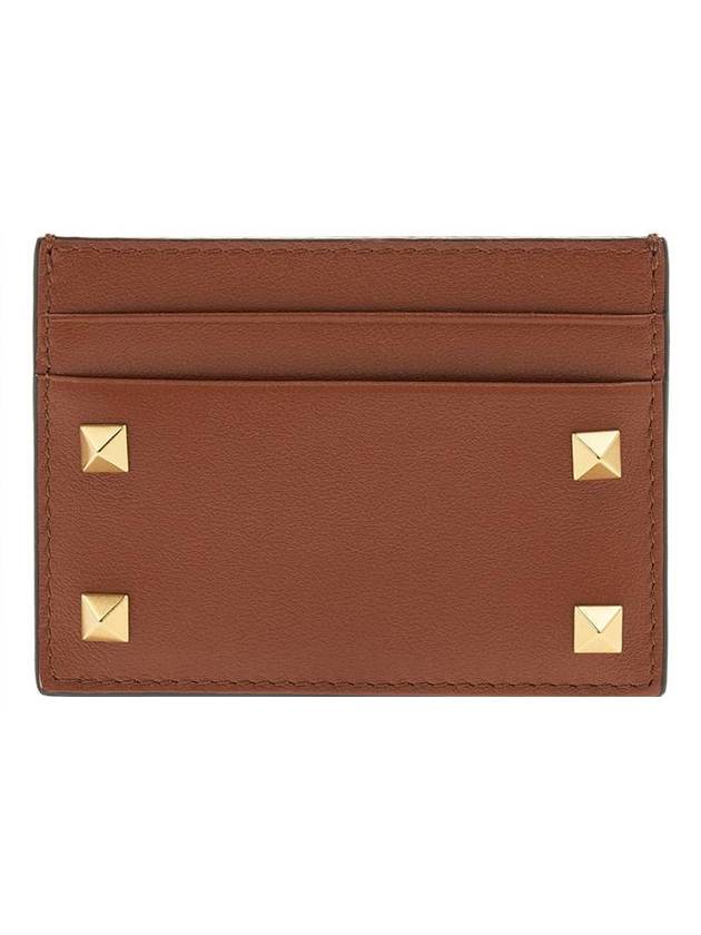 Rockstud Card Wallet Brown - VALENTINO - BALAAN 1