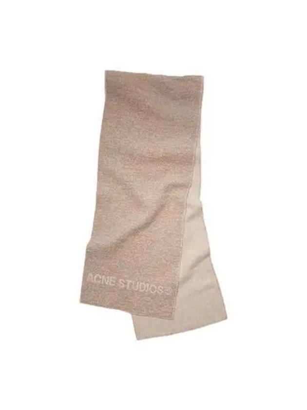 Scarf Logo Wool Blend Beige - ACNE STUDIOS - BALAAN 1