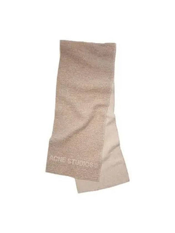 Scarf Logo Wool Blend Beige - ACNE STUDIOS - BALAAN 1