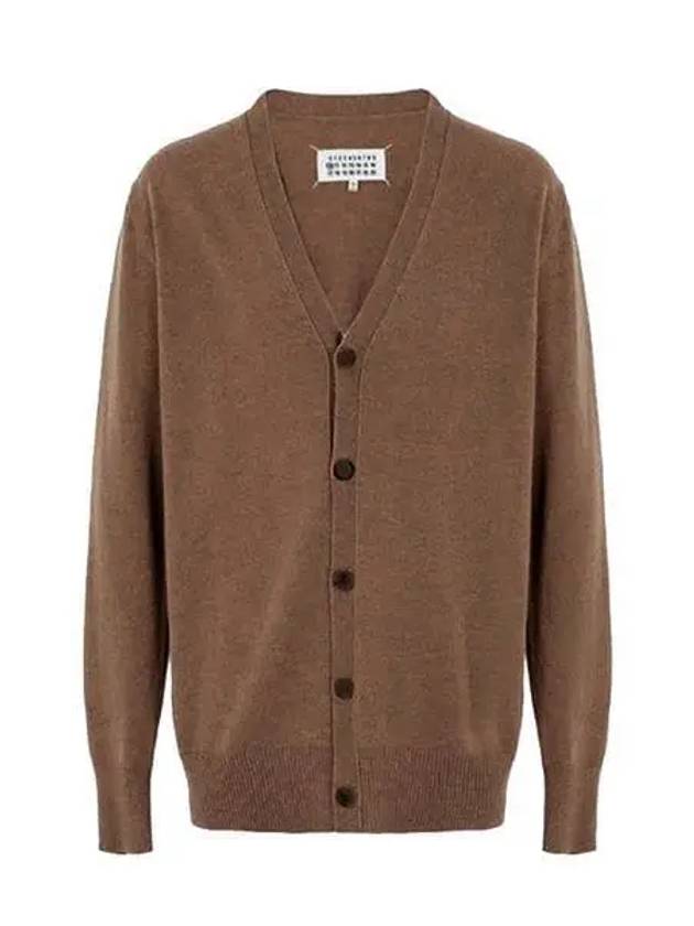 Signature Stitch V-Neck Wool Cardigan Camel - MAISON MARGIELA - BALAAN 2