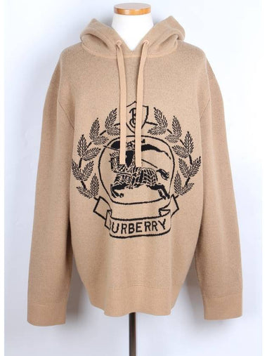 Laurel Logo Hooded Knit Camel XL - BURBERRY - BALAAN 1