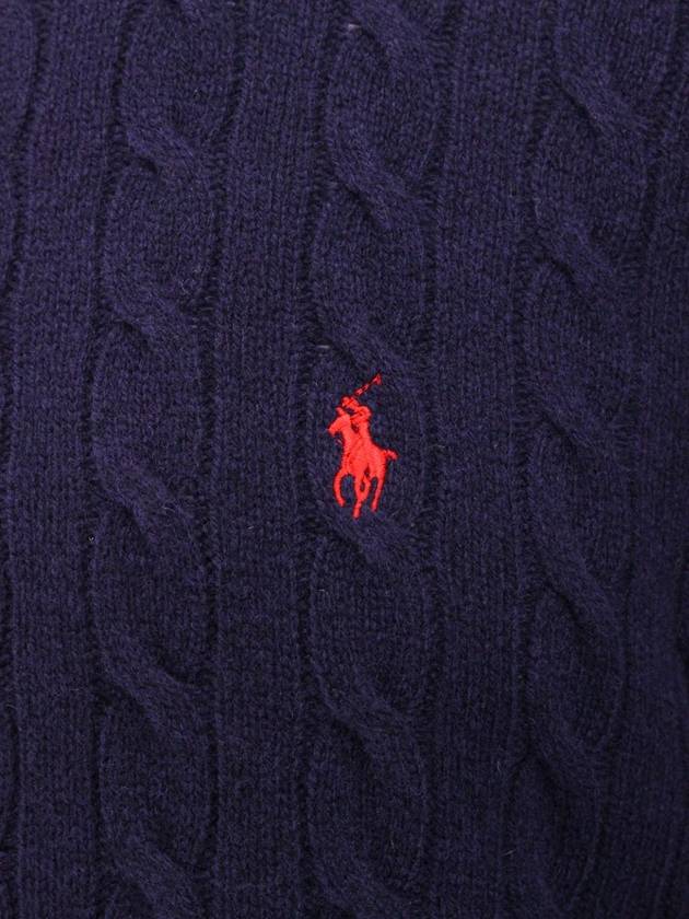 Embroidered Logo Cable Wool Turtleneck Navy - POLO RALPH LAUREN - BALAAN 4