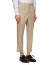 Men's Waist Banding Slacks Beige - AMI - BALAAN.