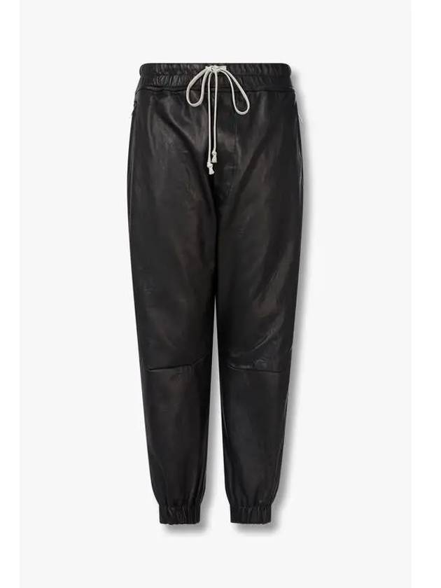 WOMEN Zipper Slit Cropped Leather Pants Black - RICK OWENS - BALAAN 1