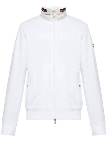 Logo Cotton Fleece Zip Up Hoodie White - MONCLER - BALAAN 1