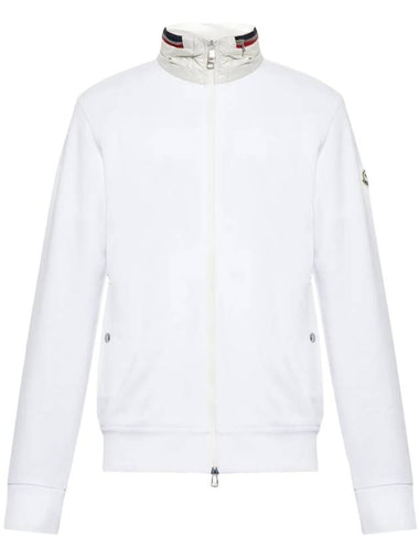 Logo Cotton Fleece Zip Up Hoodie White - MONCLER - BALAAN 1