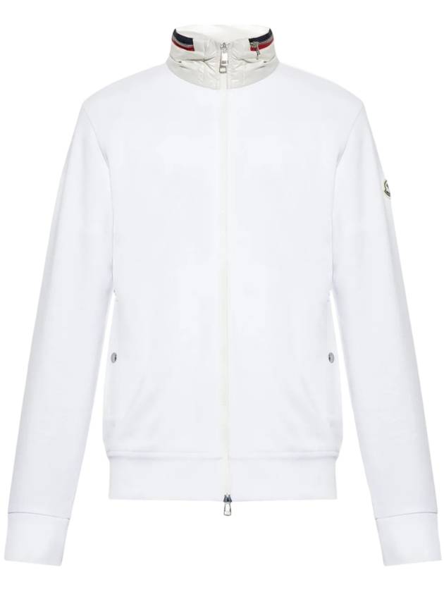 Logo Cotton Fleece Zip Up Hoodie White - MONCLER - BALAAN 1