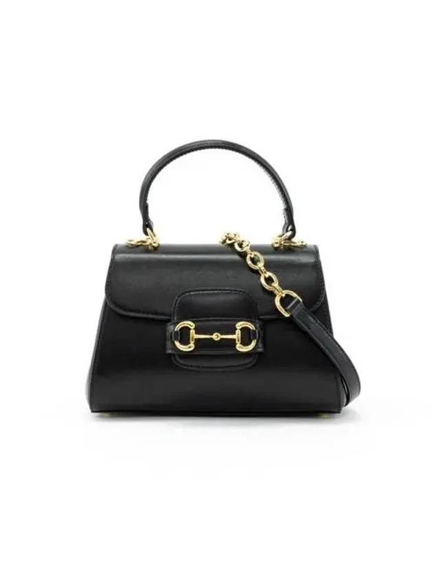 Horsebit 1955 Top Handle Mini Leather Tote Bag Black - GUCCI - BALAAN 3