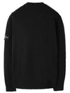 Logo Patch Crew Neck Wool Knit Top Black - STONE ISLAND - BALAAN 3